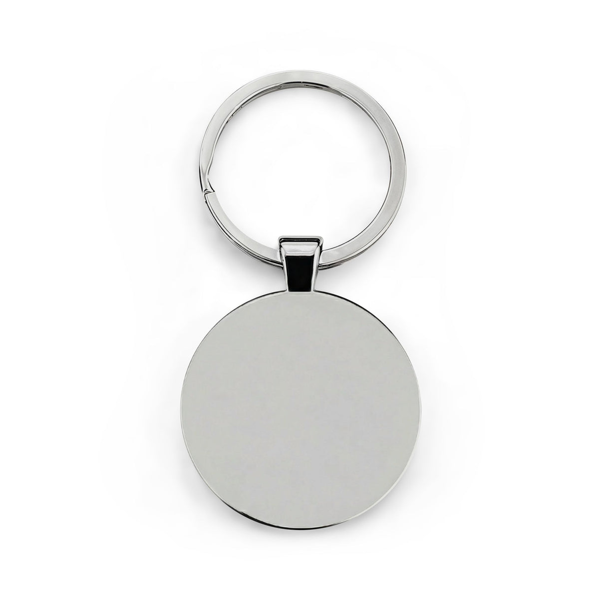 Round Stainless Steel Keychain Silver/Black