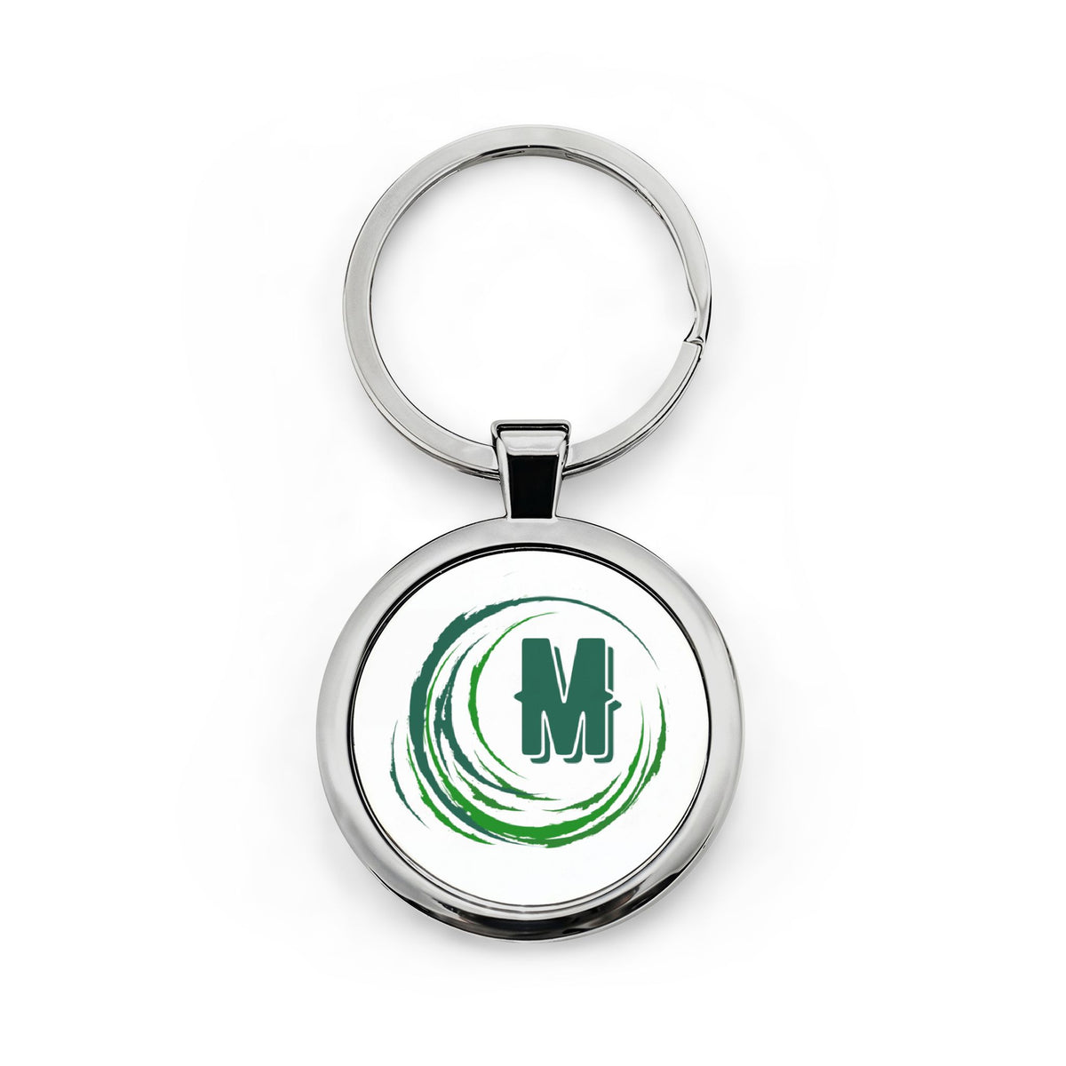 Round Stainless Steel Keychain Green