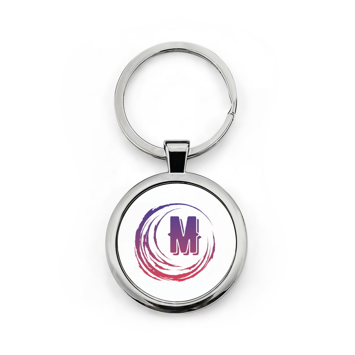 Round Stainless Steel Keychain Purple